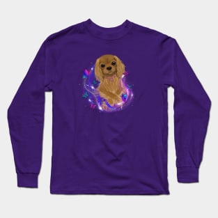 Magical Cavalier King Charles Spaniel and Butterflies, Ruby Long Sleeve T-Shirt